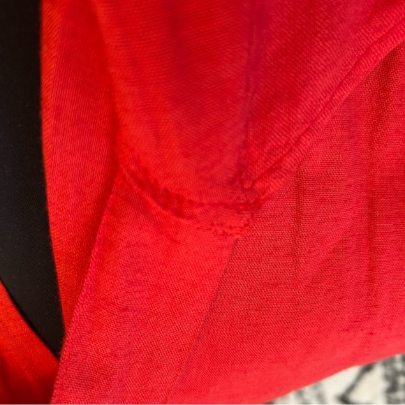 Valentina Naldi Scarlet Red Linen Blend Midi Dress Smocked Back Made in Italy XL - Picture 16 of 16